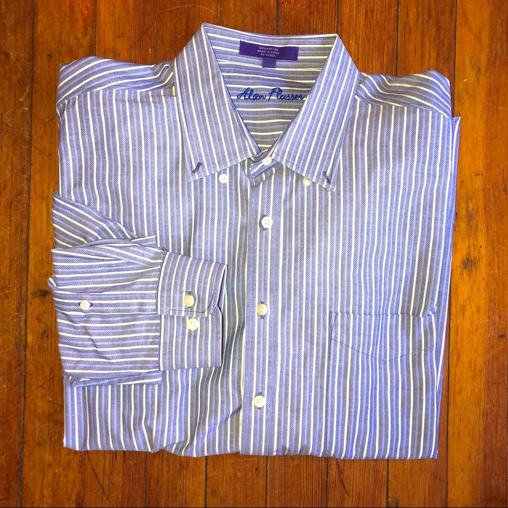 Alan Flusser XL Dress Shirt Blue